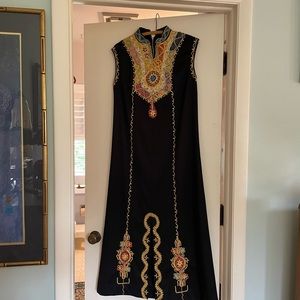 Long, Hand embroidered,medium,black dress.